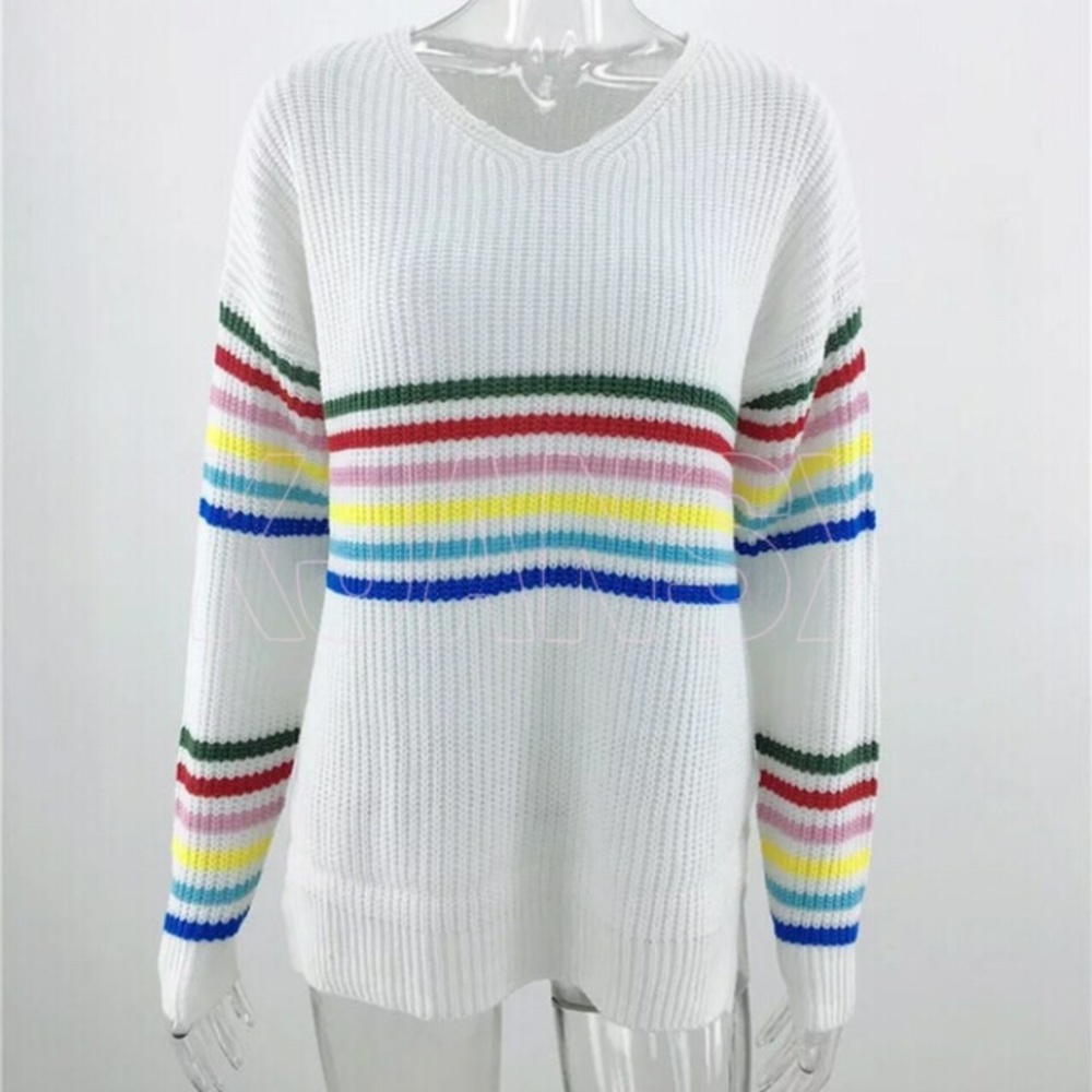 Multicolor Stripe Sweater Top - Picture 7 of 8